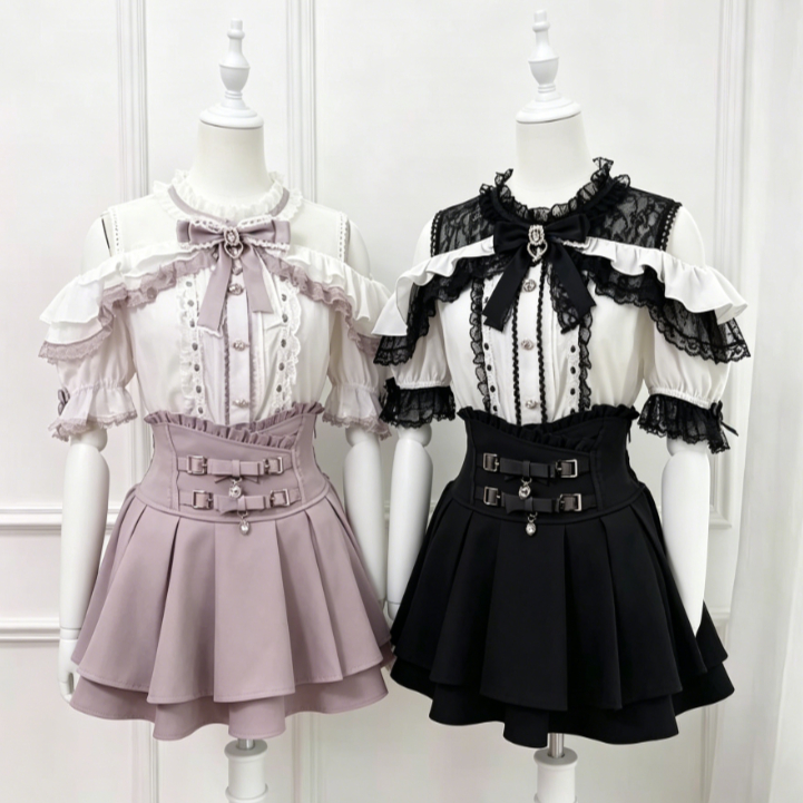 Women Formal Blouses For Evening Wear - 日本のロリータブラウス女性かわいい原宿 JK スタイルリボンレースパッチワーク軽量 2026 かわいいフリルカジュアルシャツ日常着
