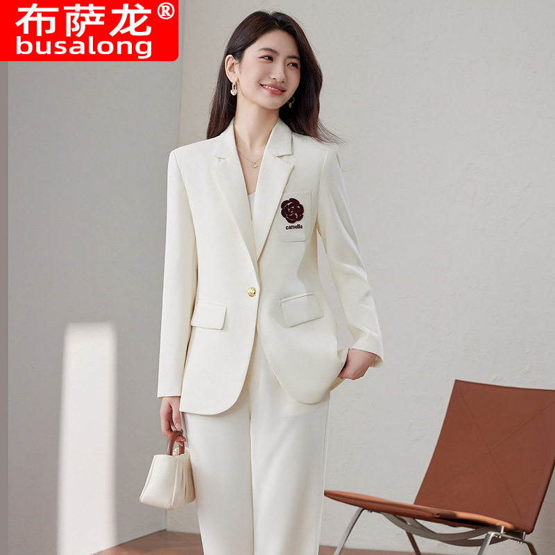 Women Formal Wear White Shirt - オフホワイトの女性用ブレザー、高級感のあるエレガントな社交界風2025年初春新作ファッションカジュアルビジネスフォーマルウェア