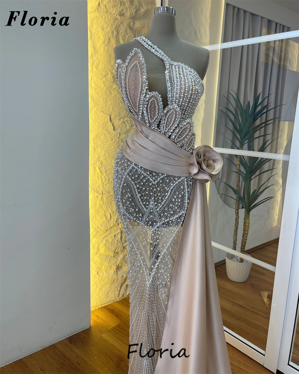 Women Formal Wear Dubai - 女性のための非対称の裸の肩を持つウエディングドレス,カスタムメイド,ビーズ,イブニングウェア,ドバイ,イリュージョンパーティードレス,新しいコレクション2022