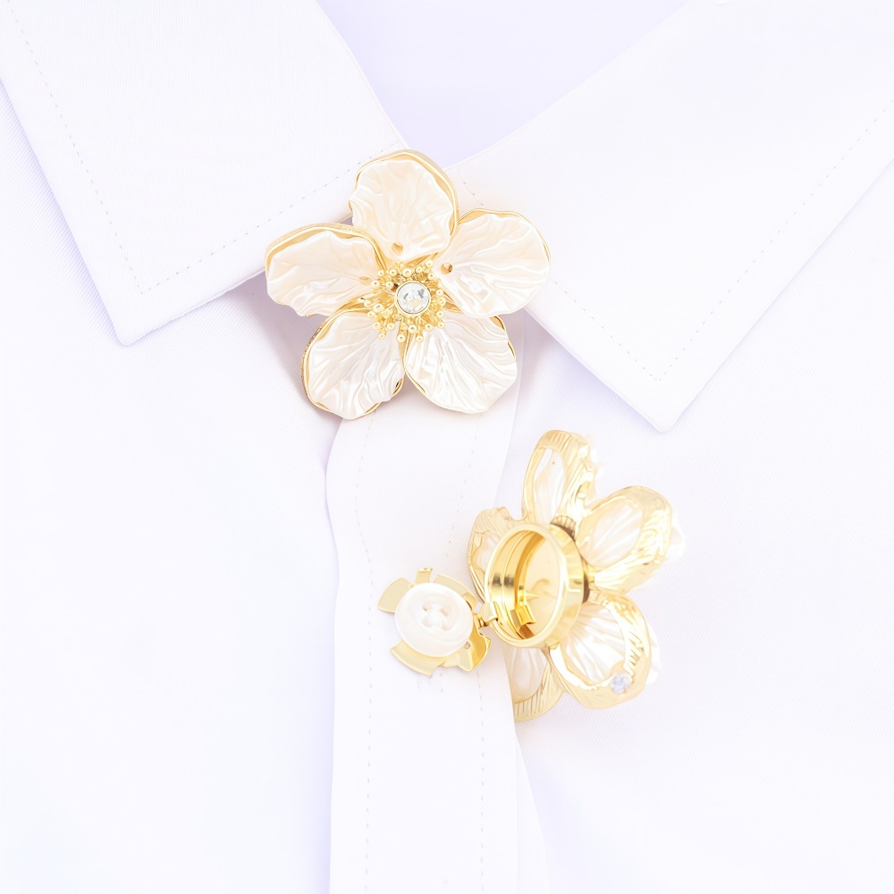 Women Formal Wear With Tie - ペアヴィンテージ花びらボタンカバーカフスボタン シャツフォーマルウェア用 多用途シェルパールスナップクラスプ エレガントなデザイン