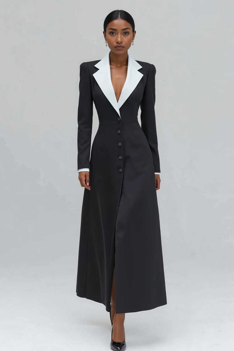 Aライン女性ロングブレザージャケットワンピースフォーマル誕生 - Women Formal Wear With Tie のレビューと価格
