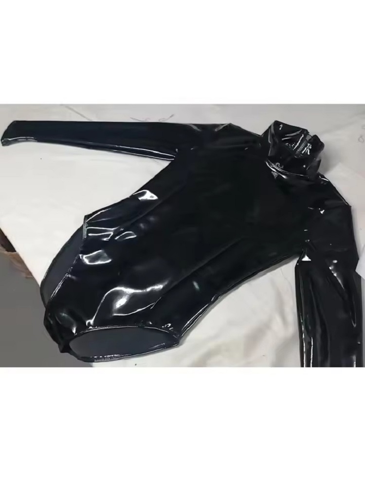 レディースフェイクラテックス PVC ミラープリントレオター - Turtleneck Bodysuit Office のレビューと価格
