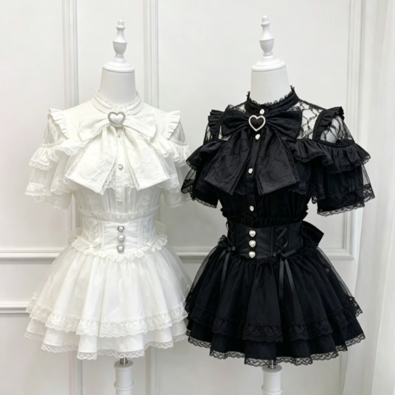 日本のロリータブラウス女性かわいい原宿 JK スタイルリボン - Women Formal Blouses For Evening Wear のレビューと価格