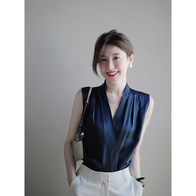 女性の裸の肩のVネックシャツとブラウス,ノースリーブのドレス - Women Formal Wear White Shirt のレビューと価格