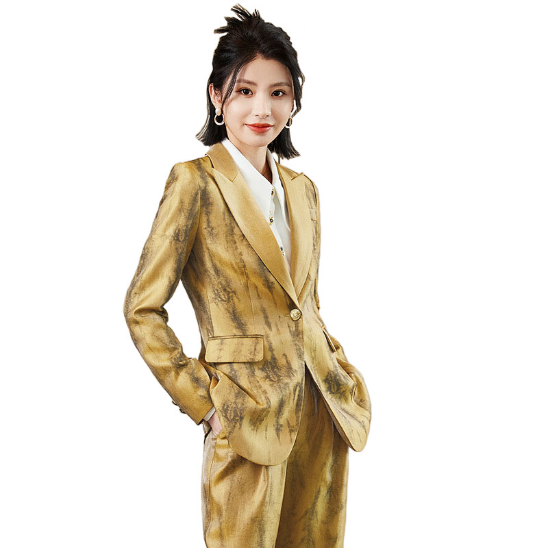 女性用フォーマルパンツスーツ,黒と金の色,タイダイブレザー, - Women Formal Wear With Tie のレビューと価格