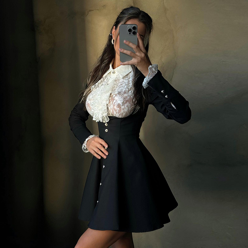 秋の女性スーツスカートセット 2 ピース白シャツ + 黒ウエ - Women Formal Wear White Shirt のレビューと価格