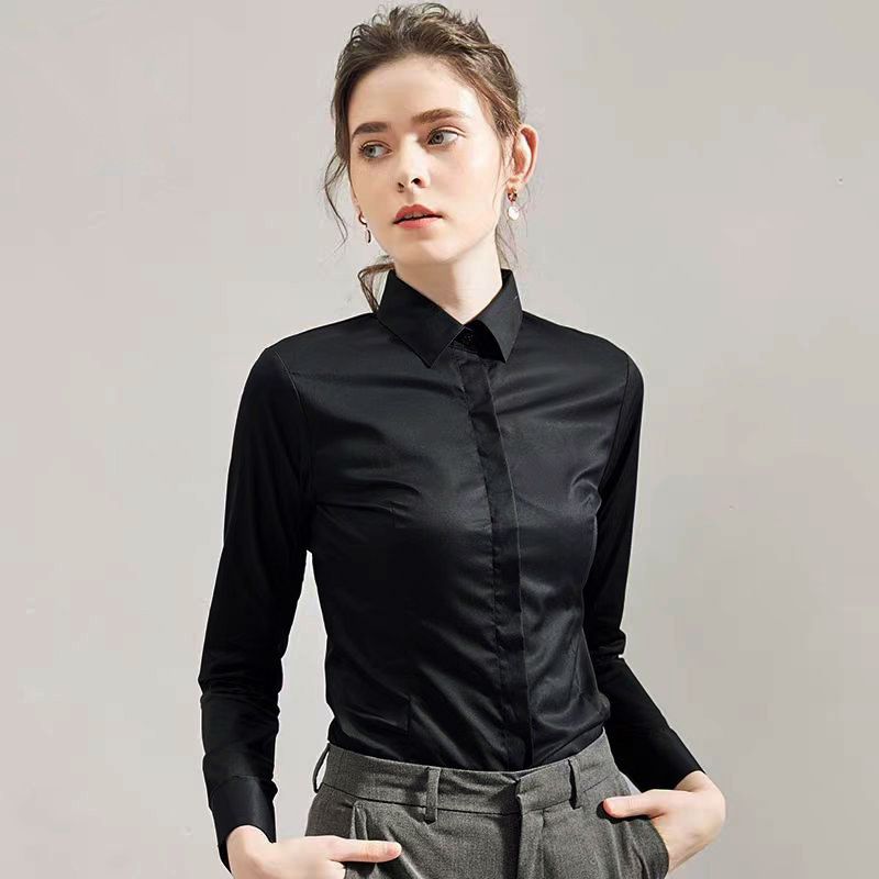夏黒シャツ半袖トップスクエアカラー新しい弾性作業服フォーマル - Women Formal Wear White Shirt のレビューと価格