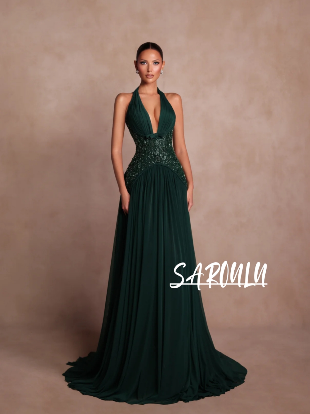 プラスサイズグリーン A ラインイブニングドレスセクシーなホ - Formal Gala Wear Women のレビューと価格