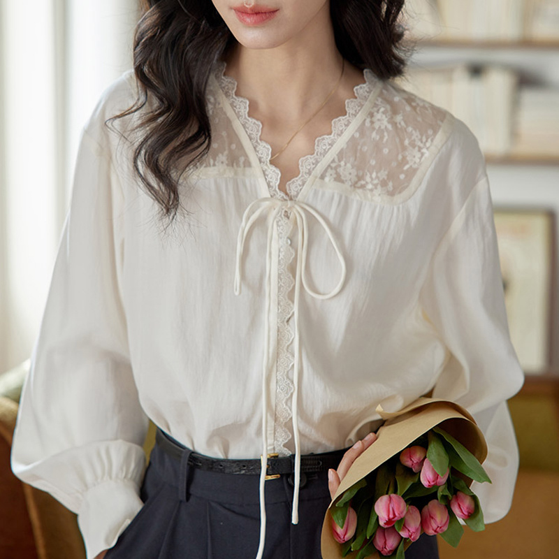 長袖シャツ レディース サテン スタンドカラー リラックスフ - Women Formal Blouses For Evening Wear のレビューと価格