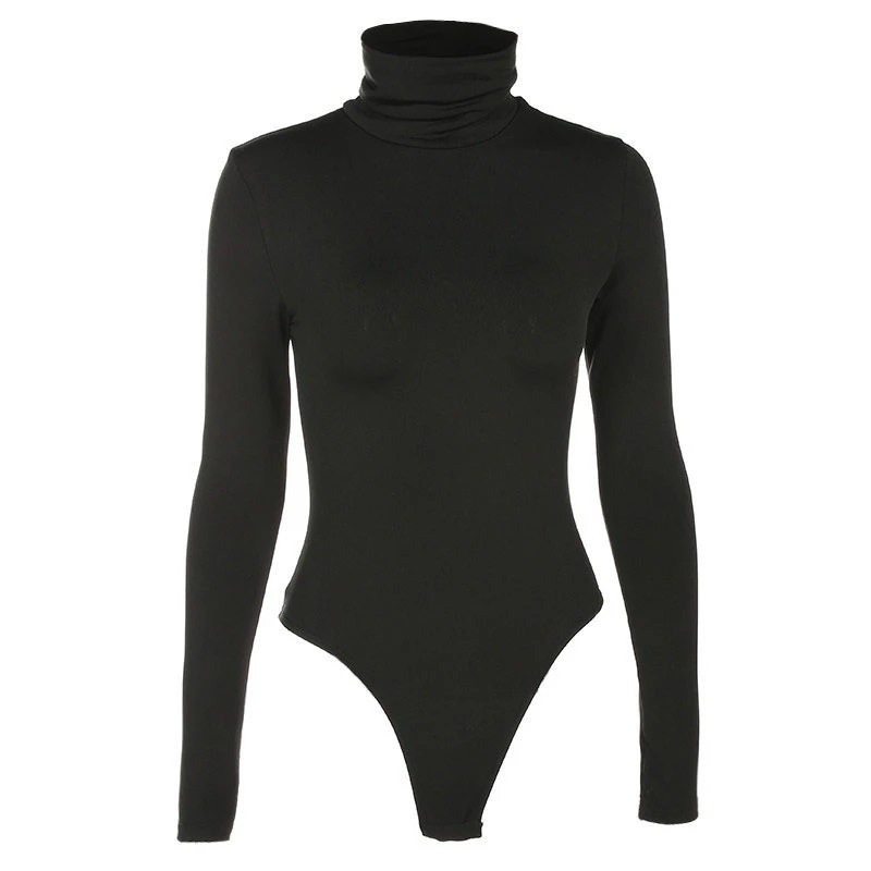 タートルネックボディスーツ レディース 長袖 無地 ベーシッ - Turtleneck Bodysuit Office のレビューと価格