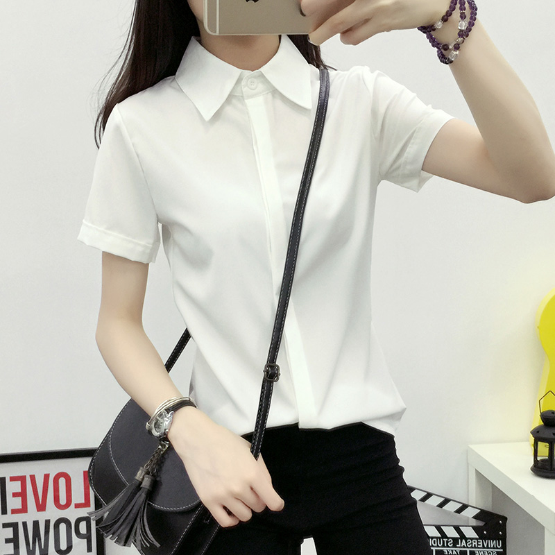 白いルーズ半袖シャツ女性夏韓国スタイル大きいサイズ学生フォー - Women Formal Wear White Shirt のレビューと価格