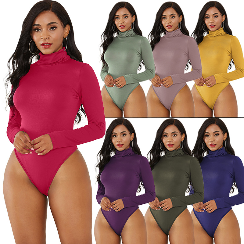 女性用長袖ボディスーツ,タートルネック,タイトフィット,白と - Turtleneck Bodysuit Office のレビューと価格