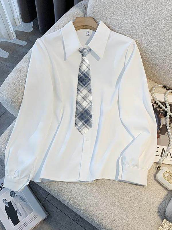 ホワイトルーズ長袖シャツ女性用カレッジスタイルJKインナーウ - Women Formal Wear White Shirt のレビューと価格
