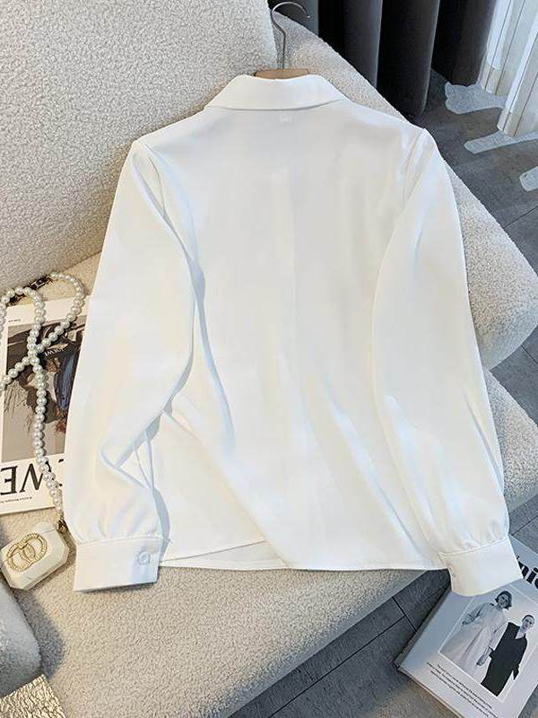 ホワイトルーズ長袖シャツ女性用カレッジスタイルJKインナーウ - Women Formal Wear White Shirt のレビューと価格