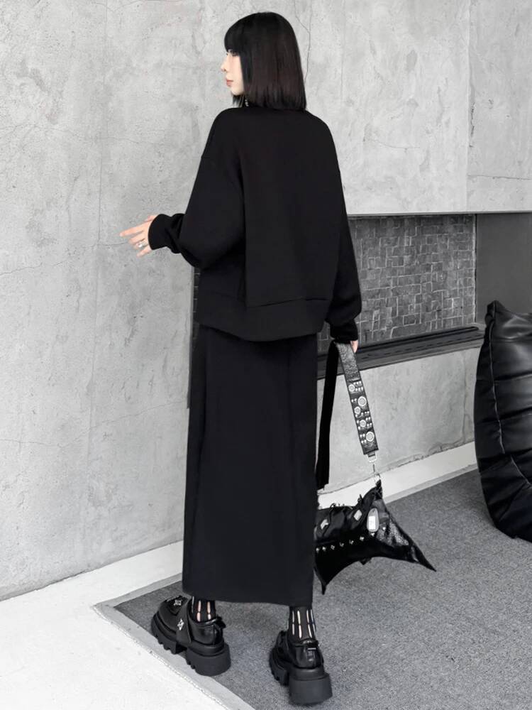 ジッパースウェットシャツ半身スカートツーピーススーツ新しいタ - Turtleneck Bodysuit Office のレビューと価格