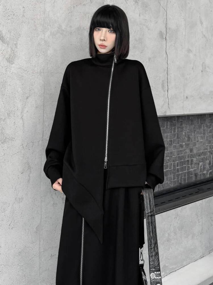 ジッパースウェットシャツ半身スカートツーピーススーツ新しいタ - Turtleneck Bodysuit Office のレビューと価格