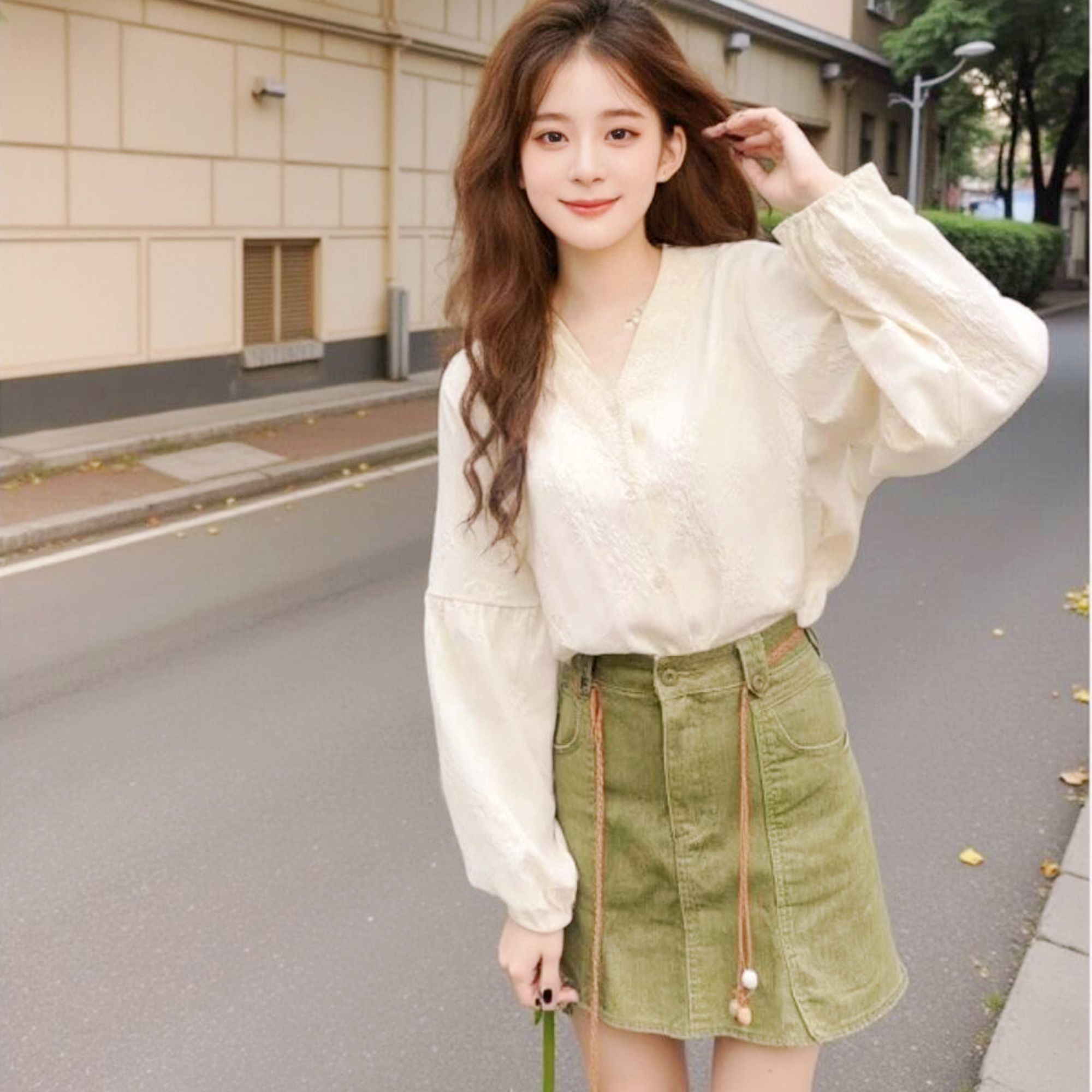 長袖シャツレディースシフォンレースアップスリムフィットフリル - Women Formal Blouses For Evening Wear のレビューと価格