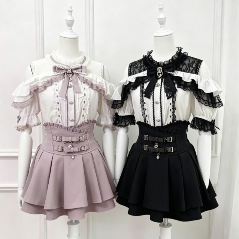 かわいい日本ロリータブラウス女性原宿 JK リボンレースパッ - Women Formal Blouses For Evening Wear のレビューと価格